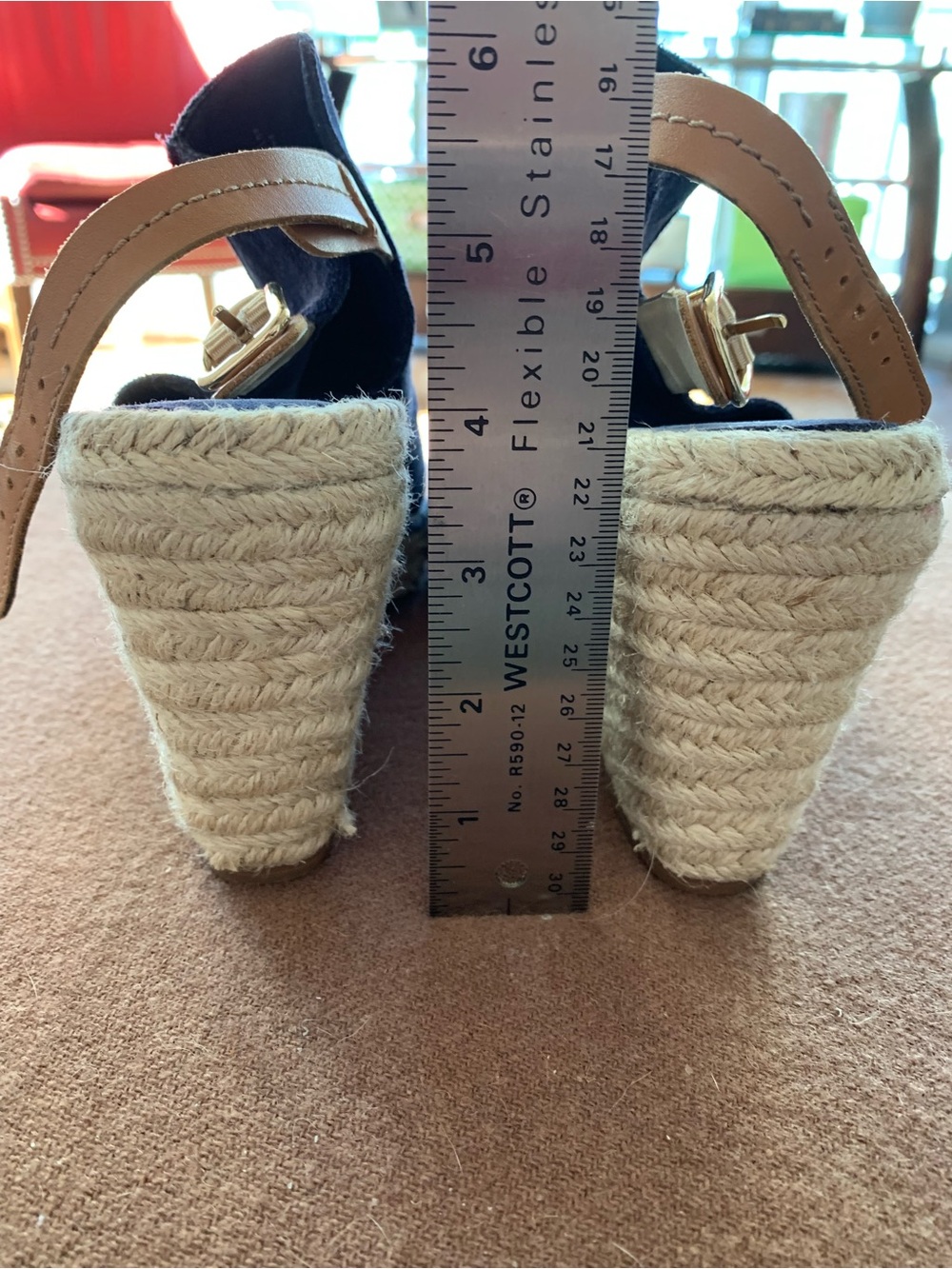 Seychelles Navy Suede Espadrille Wedge Slingbacks EUC 8.5 - Picture 4 of 7
